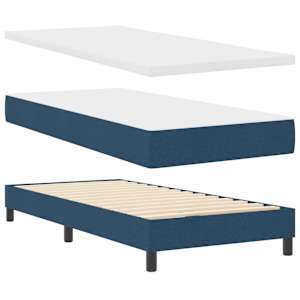 Postel s boxspringem s matrací s čelo Modrá 80 x 200 cm textil - obrázek 4