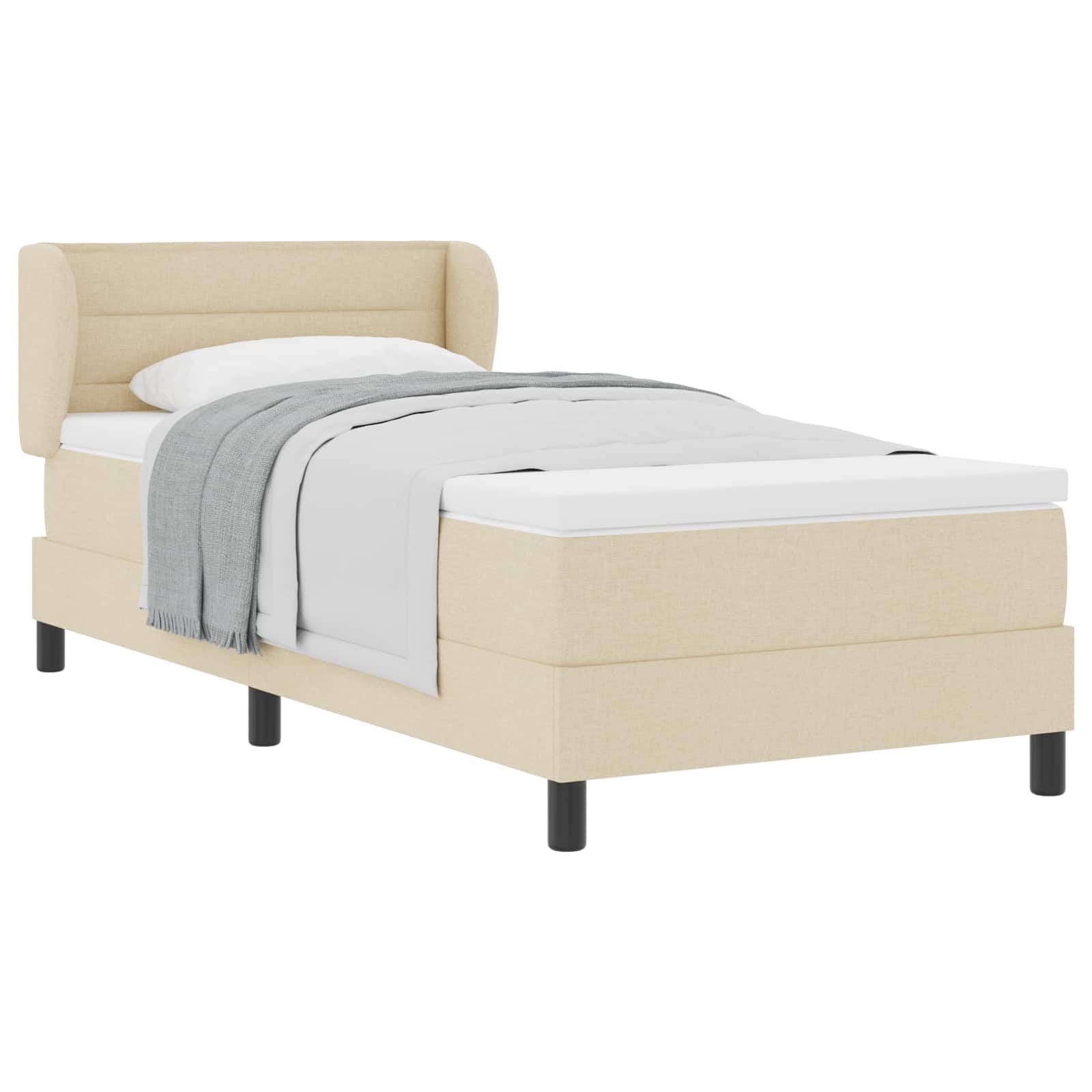 vidaXL Boxspringbed met hoofdeinde Crème 90 x 200 cm Stof, foto 3