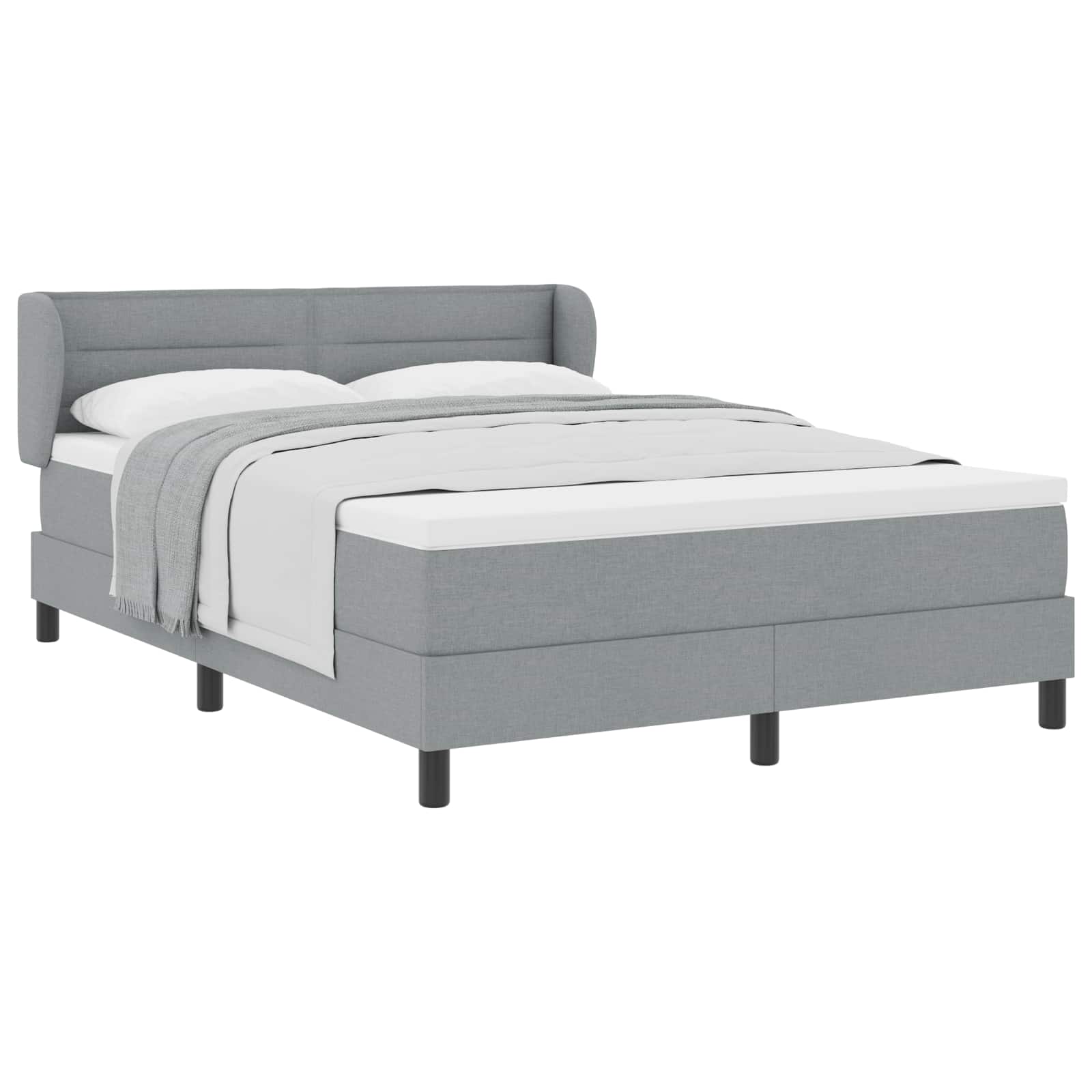 vidaXL Boxspringbed met hoofdeinde Lichtgrijs 140 x 190 cm Stof, foto 3