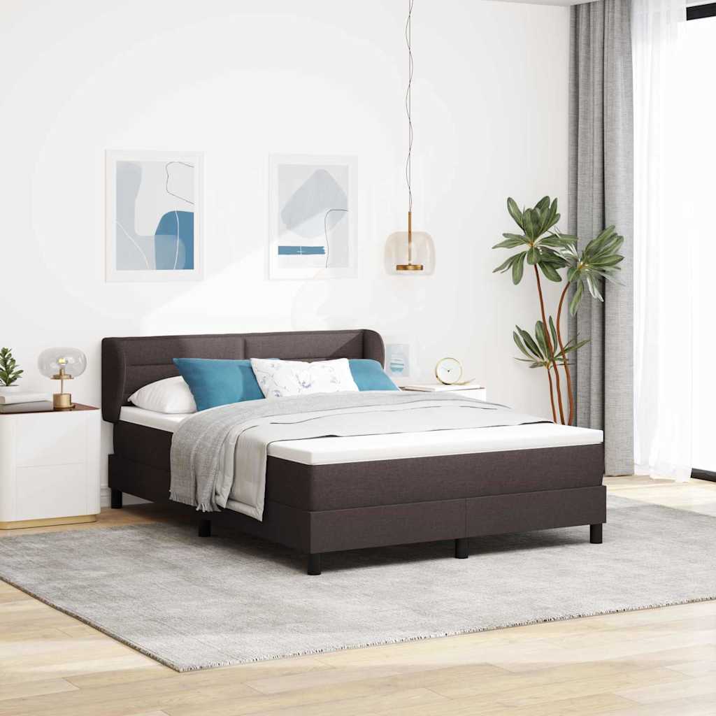 Box Spring voodi koos madratsiga, tumepruun, 140x190 cm, kangas