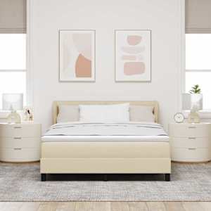 Postel s boxspringem s matrací Krémová 140 x 190 cm textil - obrázek 3