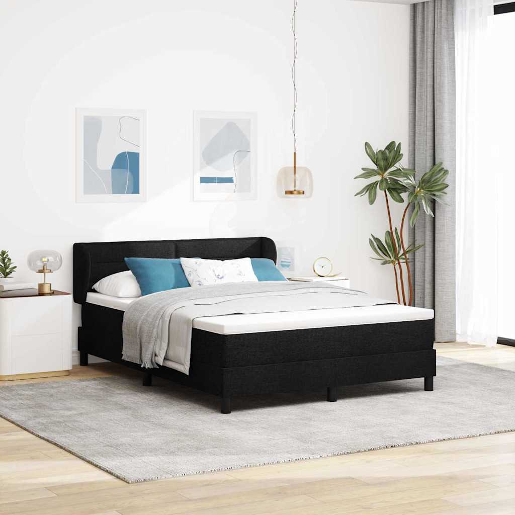 Box Spring Seng med Madras - Sort 140x200 cm - Stof