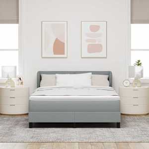 Postel s boxspringem s čelo Světle šedá 160 x 200 cm textil - obrázek 3