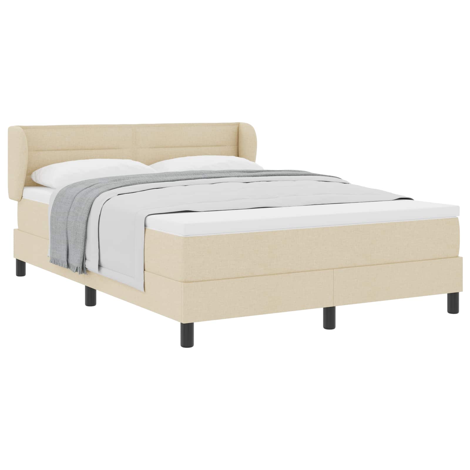 vidaXL Postel s boxspringem s čelo Krémová 160 x 200 cm textil