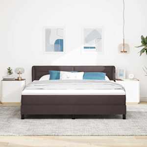 Postel s boxspringem s čelo Tmavě hnědá 180 x 200 cm textil - obrázek 3