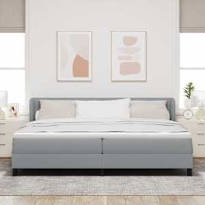 Postel s boxspringem s čelo Světle šedá 200 x 200 cm textil - obrázek 3