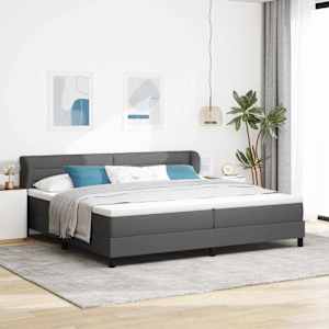 Postel s boxspringem s čelo Tmavě šedá 200 x 200 cm textil - obrázek 1