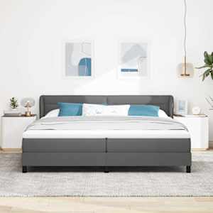 Postel s boxspringem s čelo Tmavě šedá 200 x 200 cm textil - obrázek 3