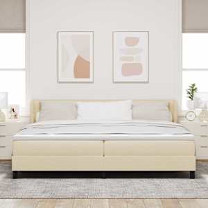 Postel s boxspringem s čelo Krémová 200 x 200 cm textil - obrázek 3