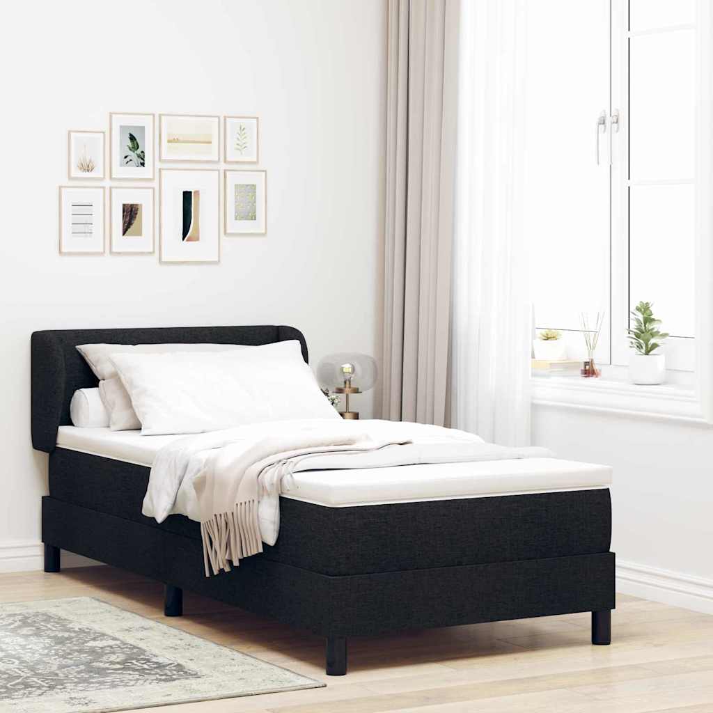 Boxspring Seng med Madras Sort 80x200 cm Stof