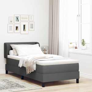 Postel s boxspringem s čelo Tmavě šedá 90 x 190 cm textil - obrázek 1