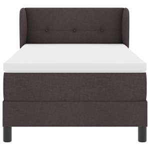Postel s boxspringem s čelo Tmavě hnědá 90 x 190 cm textil - obrázek 5