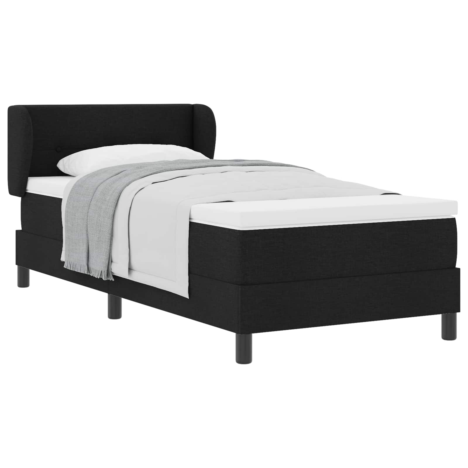 vidaXL Boxspringbed met hoofdeinde Zwart 90 x 200 cm Stof, foto 3