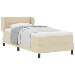 Postel s boxspringem s čelo Krémová 100 x 200 cm textil - obrázek 2