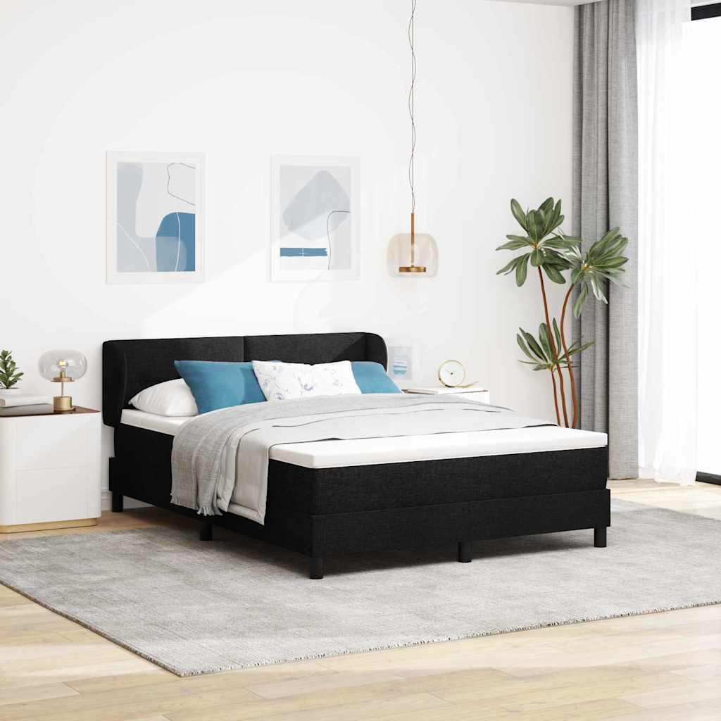vidaXL Pat boxspring cu saltea cu saltea Negru 160 x 200 cm țesătură