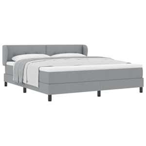Postel s boxspringem s čelo Světle šedá 180 x 200 cm textil - obrázek 2