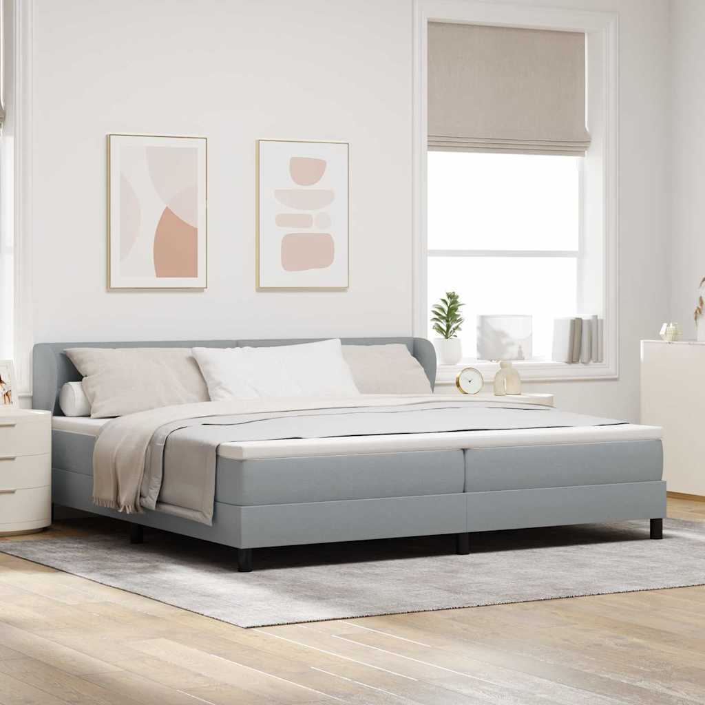 Box Spring voodi lastega Polster helehall 200x200 cm
