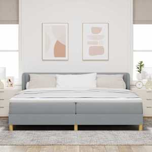 Postel s boxspringem s čelo Světle šedá 200 x 200 cm textil - obrázek 3