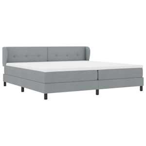 Postel s boxspringem s čelo Světle šedá 200 x 200 cm textil - obrázek 6