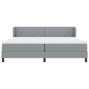 Postel s boxspringem s čelo Světle šedá 200 x 200 cm textil - obrázek 7