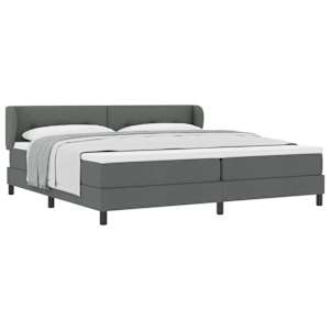 Postel s boxspringem s čelo Tmavě šedá 200 x 200 cm textil - obrázek 2