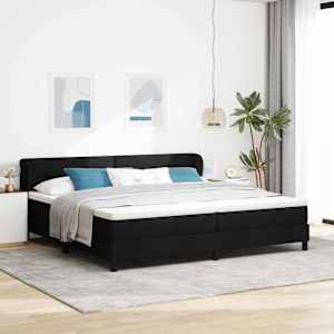 Postel s boxspringem s čelo Černá 200 x 200 cm textil - obrázek 1