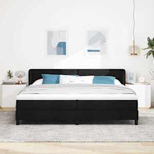 Postel s boxspringem s čelo Černá 200 x 200 cm textil - obrázek 3