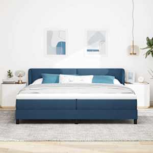 Postel s boxspringem s čelo Modrá 200 x 200 cm textil - obrázek 3