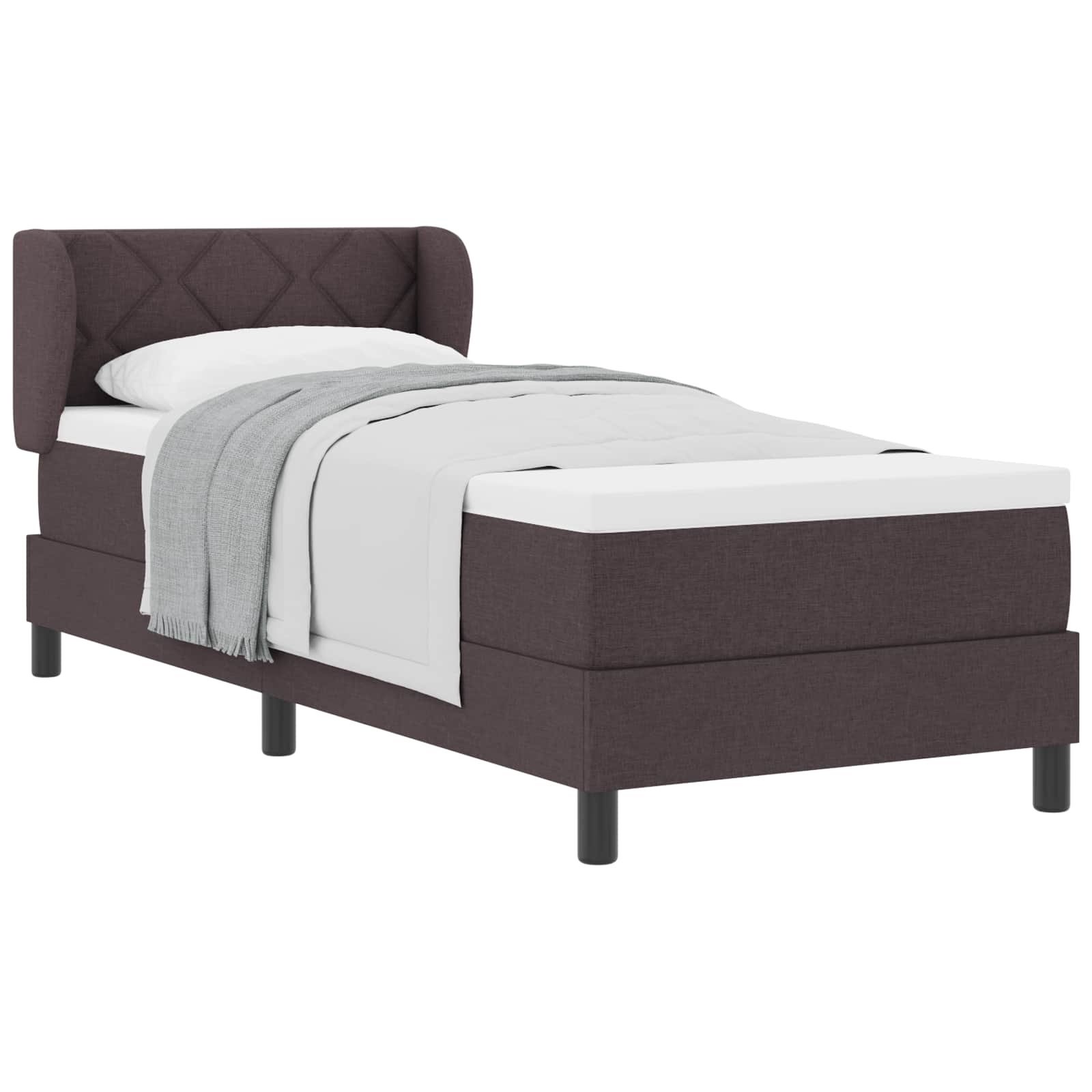 vidaXL Boxspringbed met hoofdeinde Donkerbruin 80 x 200 cm Stof bruin, foto 3