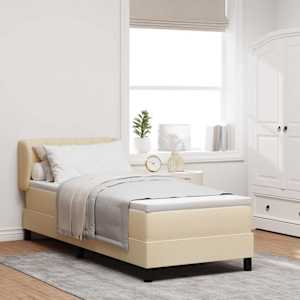 Postel s boxspringem s čelo Krémová 80 x 200 cm textil - obrázek 1