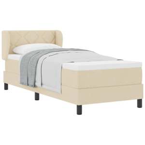 Postel s boxspringem s čelo Krémová 80 x 200 cm textil - obrázek 2