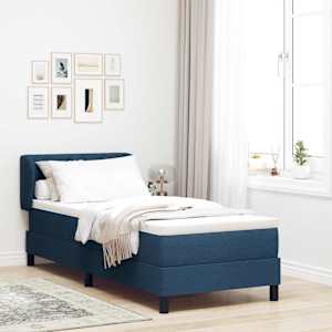 Postel s boxspringem s čelo Modrá 80 x 200 cm textil - obrázek 1