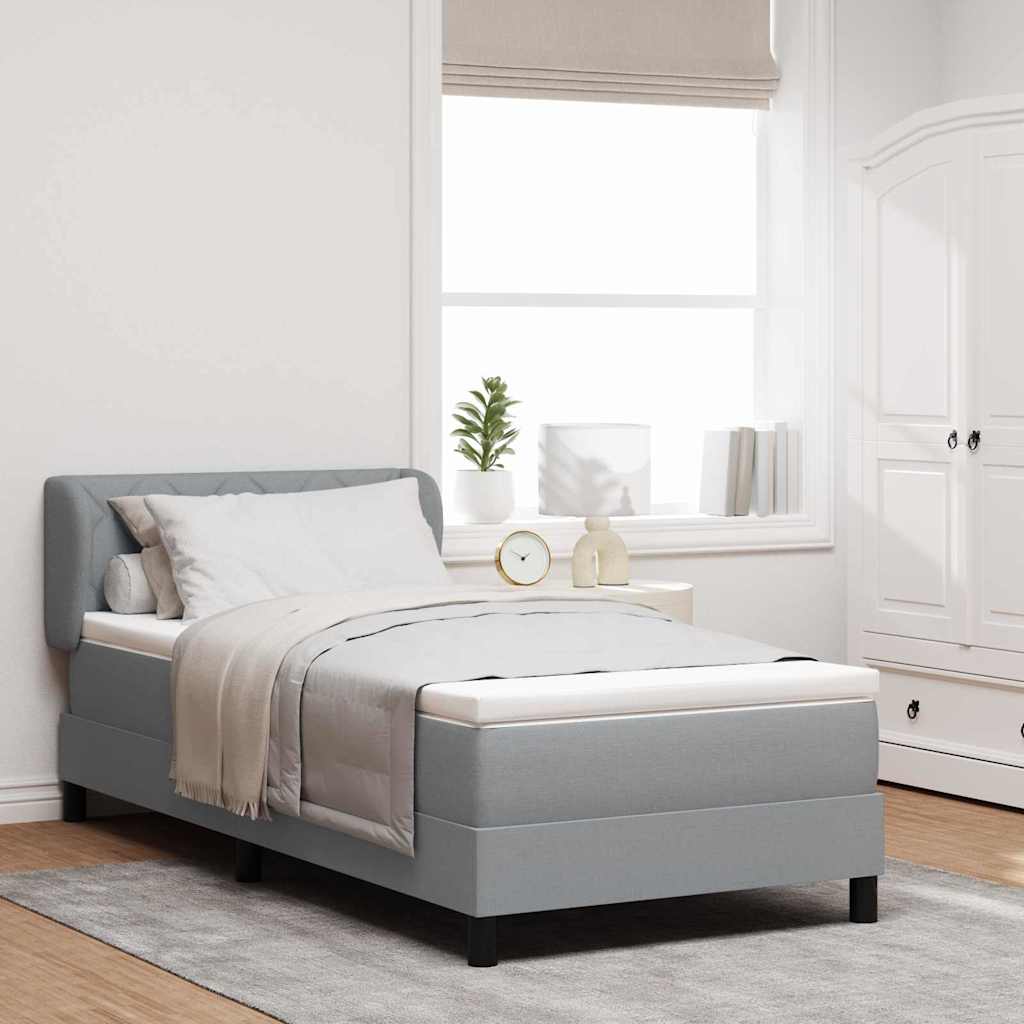 Box Spring voodi madratsiga Helehall 90x200 cm Kangas