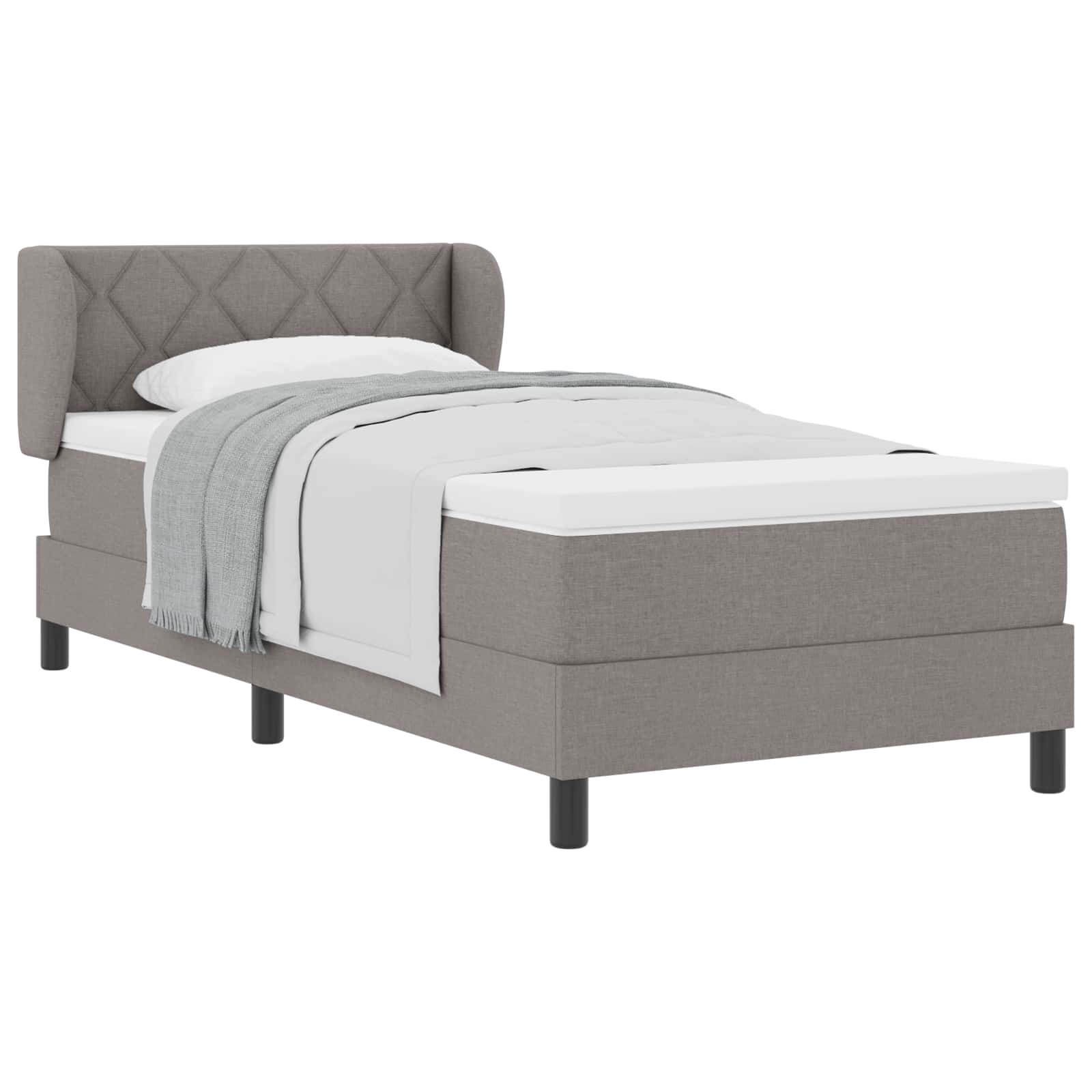 Thumbnail - vidaXL Boxspringbett mit Matratze mit Kopfteil Taupe 90 x 200 cm Stoff