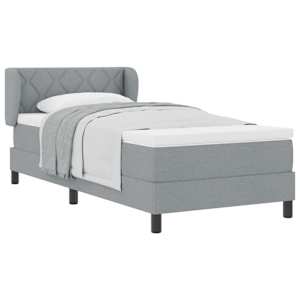 Postel s boxspringem s čelo Světle šedá 100 x 200 cm textil - obrázek 2