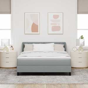 Postel s boxspringem s čelo Světle šedá 140 x 190 cm textil - obrázek 3
