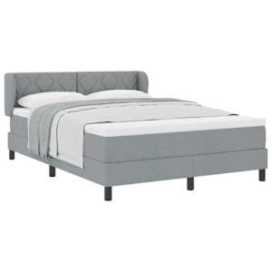 Postel s boxspringem s čelo Světle šedá 140 x 190 cm textil - obrázek 2