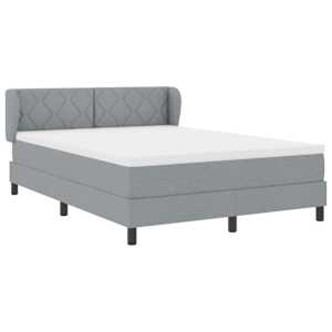 Postel s boxspringem s čelo Světle šedá 140 x 190 cm textil - obrázek 6