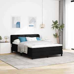 Postel s boxspringem s čelo Černá 140 x 190 cm textil - obrázek 1