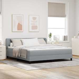 Postel s boxspringem s čelo Světle šedá 180 x 200 cm textil - obrázek 1