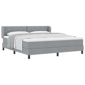 Postel s boxspringem s čelo Světle šedá 180 x 200 cm textil - obrázek 2