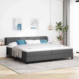Postel s boxspringem s čelo Tmavě šedá 200 x 200 cm textil - obrázek 1