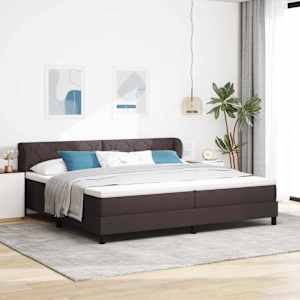 Postel s boxspringem s čelo Tmavě hnědá 200 x 200 cm textil - obrázek 1
