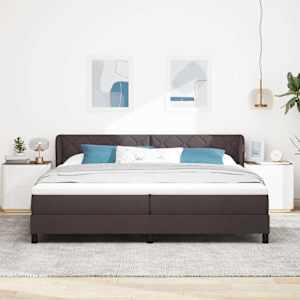 Postel s boxspringem s čelo Tmavě hnědá 200 x 200 cm textil - obrázek 3