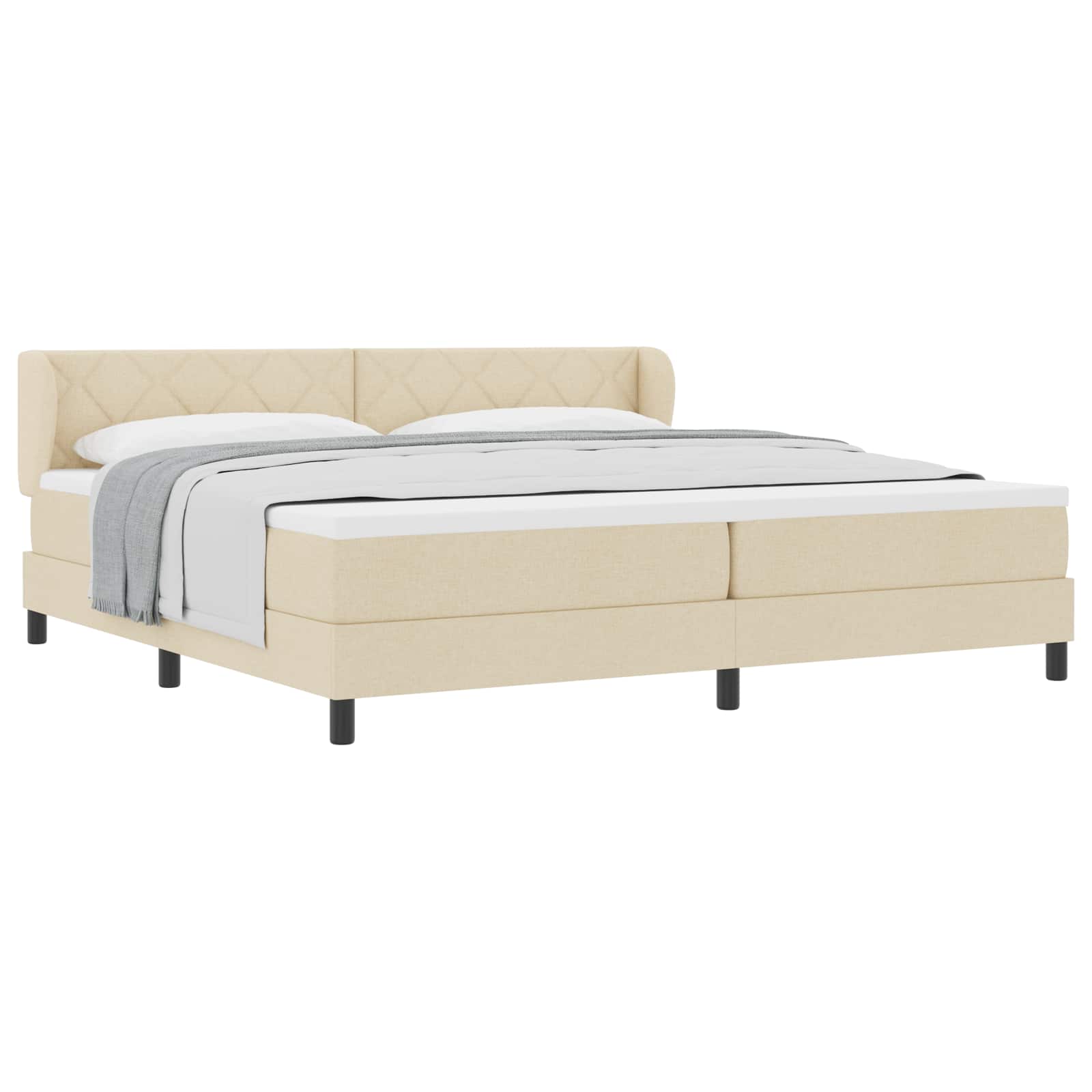 Postel s boxspringem s matrací Krémová 200 x 200 cm textil - obrázek 2