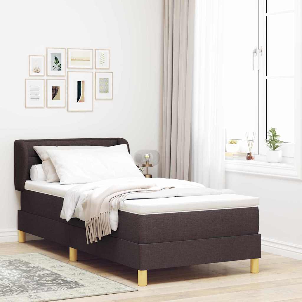 vidaXL Pat cu arcuri și saltea crem 90x200 cm Maro închis 90 x 190 cm