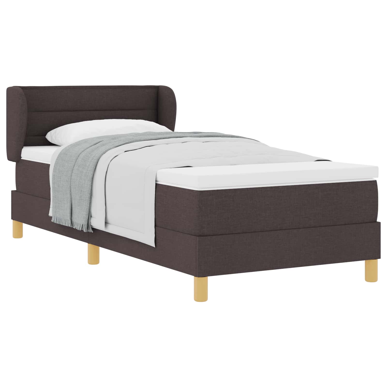 Postel s boxspringem s matrací Tmavě hnědá 90 x 190 cm textil - obrázek 2