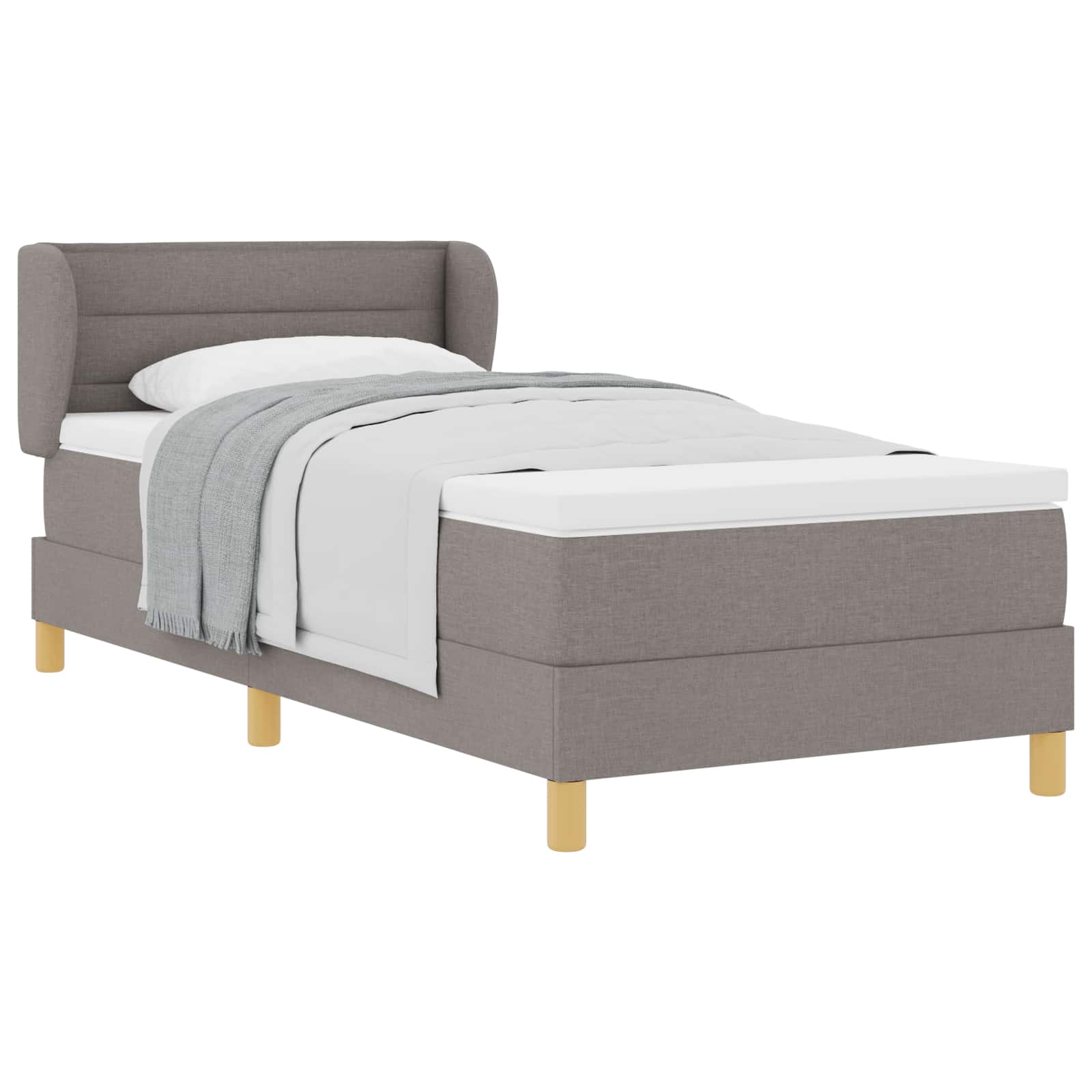 Thumbnail - vidaXL Boxspringbett mit Matratze mit Kopfteil Taupe 90 x 190 cm Stoff