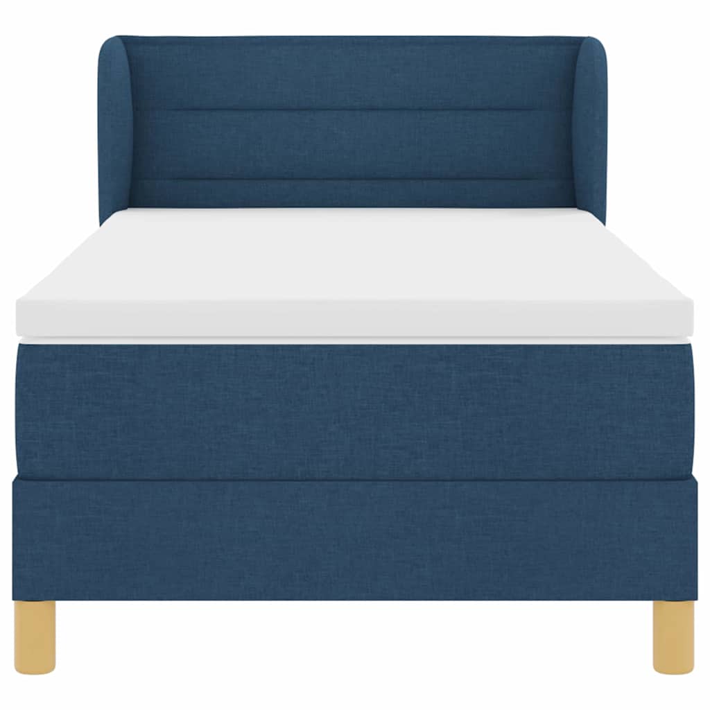 Postel s boxspringem s matrací s čelo Modrá 90 x 190 cm textil - obrázek 7
