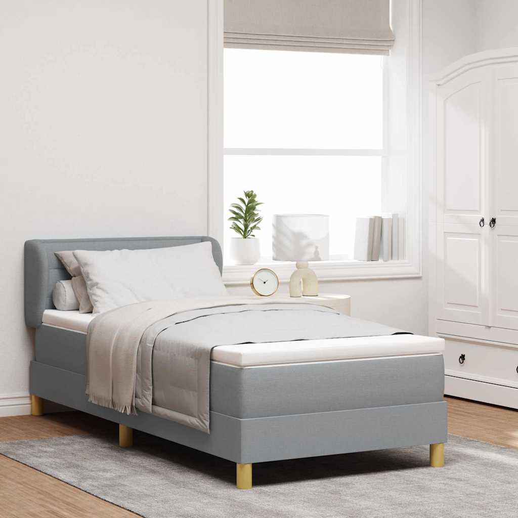 Box Spring Voodi Madratsiga Helehall 90x200 cm Kangas
